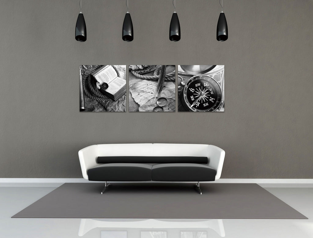 Compass - Black and White - California Wall Art
 - 2