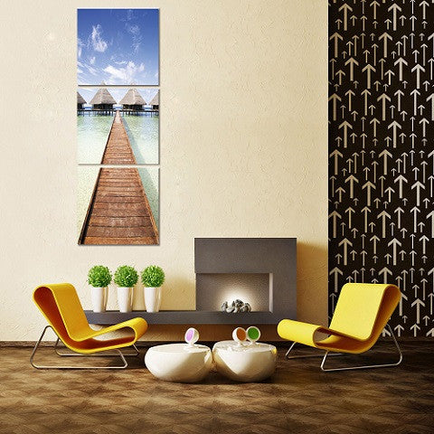 Vertical Triptych - Pier in Maldives - California Wall Art
 - 3
